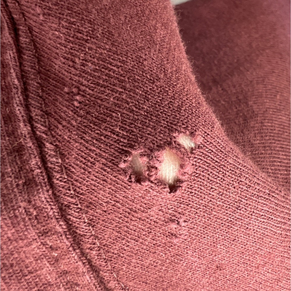 Carhartt Logo Tee 2XL Burgundy Thrashed Bleach Faded Grunge Workwear Distressed - Picture 8 of 15